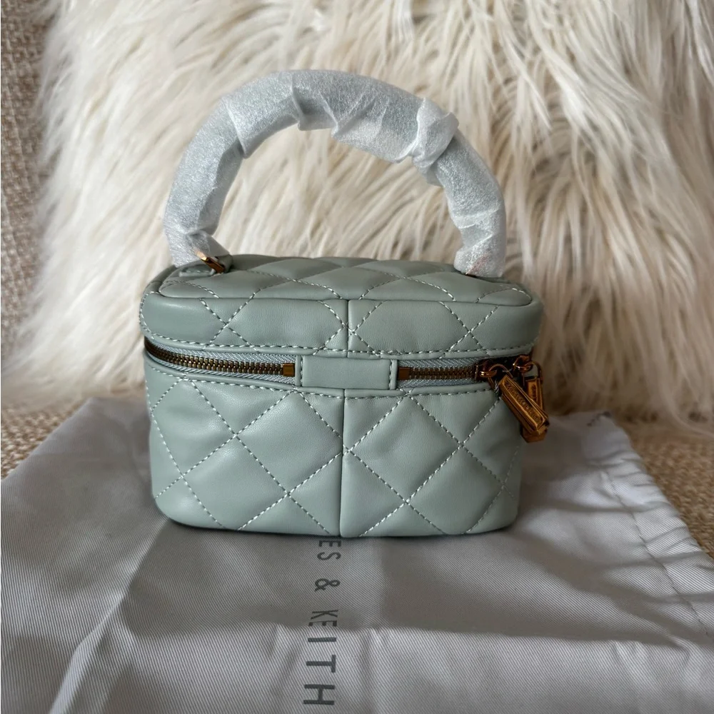 Charles & Keith Mint Green Quilted Round Pouch - Picture 4 of 5